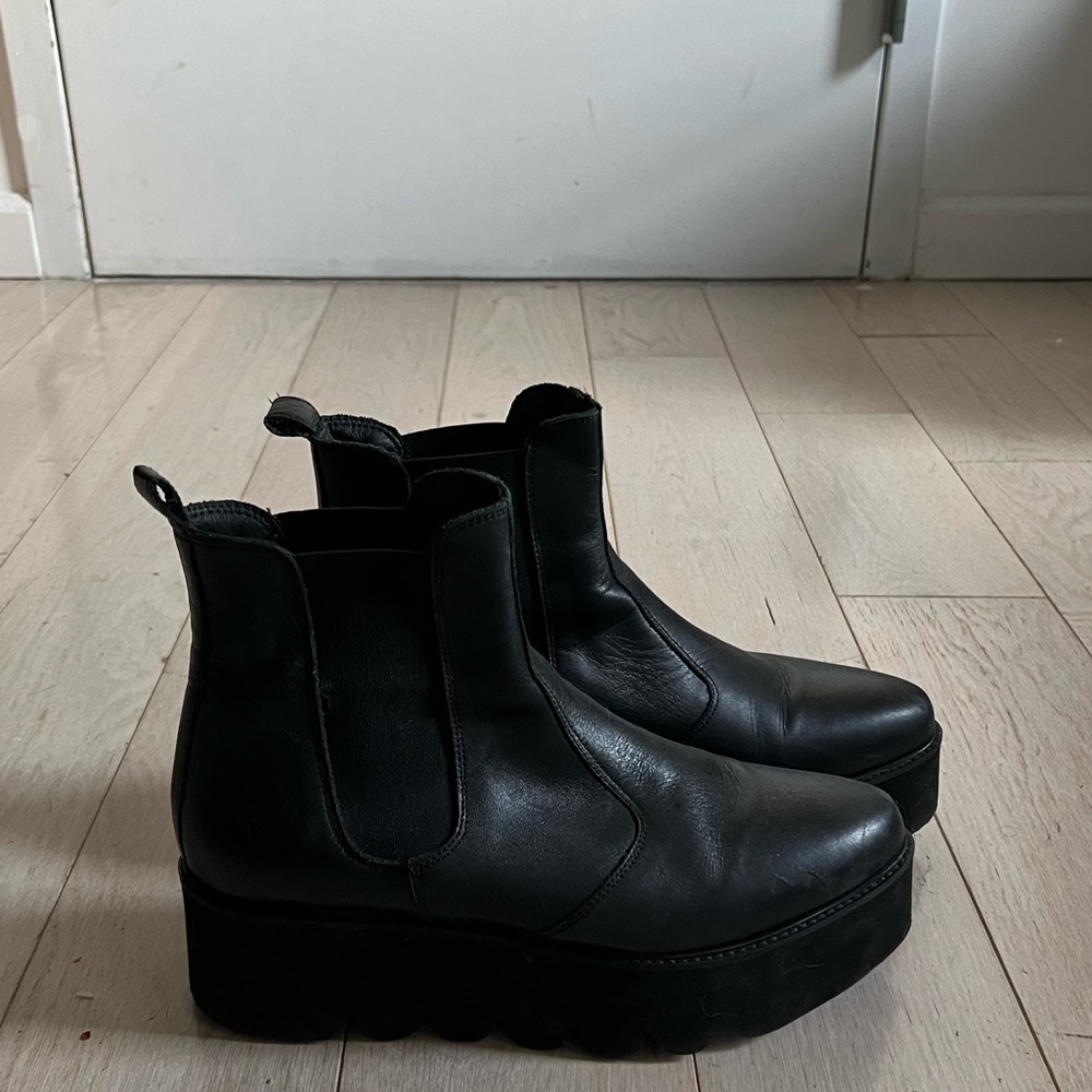 Black platform booties/combat boots